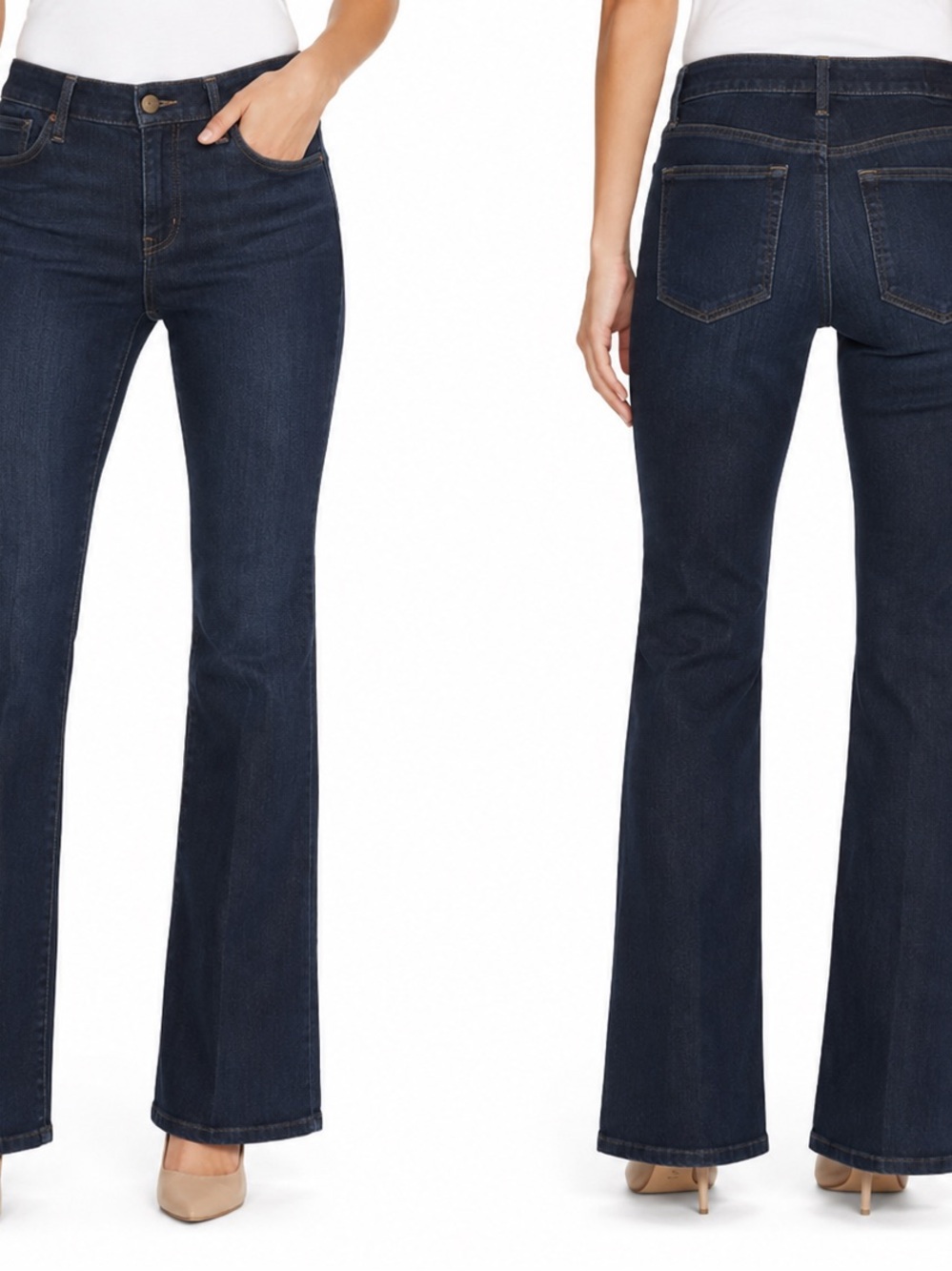 Classic Women's Dark Blue Bootcut Jeans  - 0830